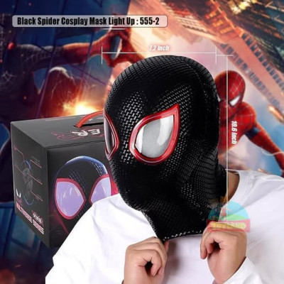 Black Spider Cosplay Mask Light Up : 555-2